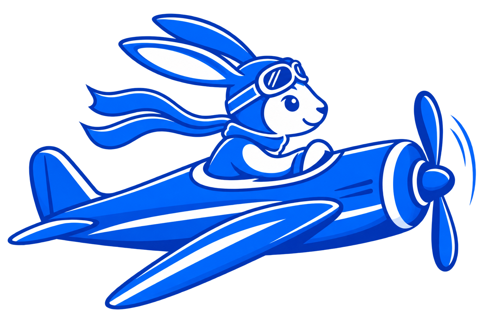 Focus Lock pilot mascot flying a biplane